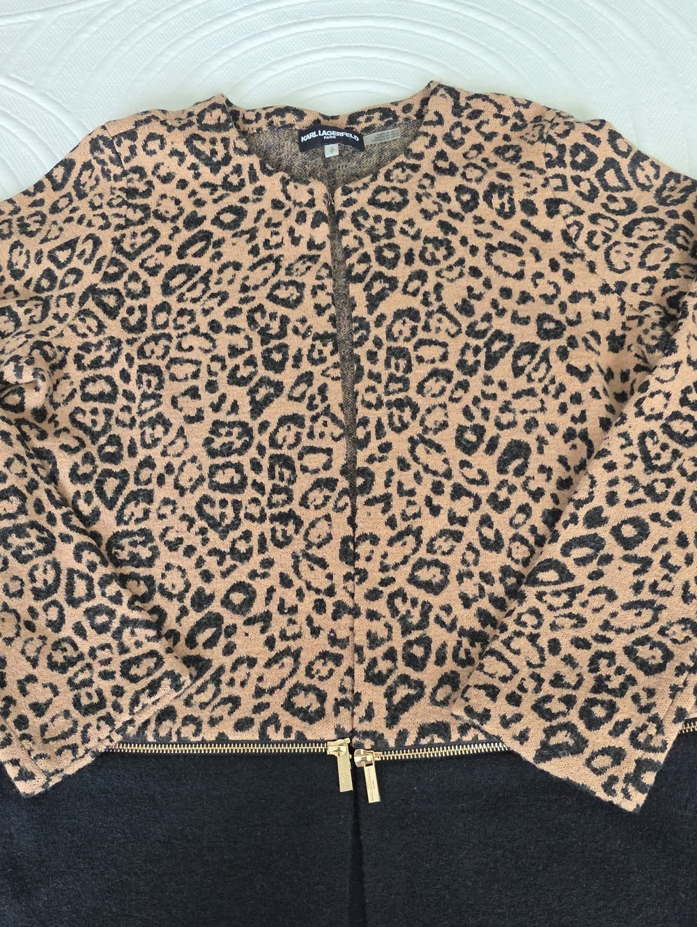 Karl Lagerfeld Leopard-Print Zip Jacket - Tan, Black